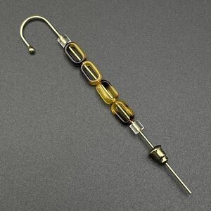 Yellow Gold with Oval Acrylic Tortoise Shell Ear Crawler Hook Earring Pin